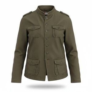 Live a Little Military Style Jacket Top Button Front Utility Design Size Medium